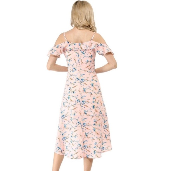 Allegra K Women's Spaghetti Straps Ruffled Sleeves Asymmetrical High Low Floral - Picture 5 of 9